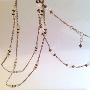 Cracked Crystal & Chain Necklace & Bracelet Set